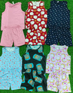 Kids AOP Sleeveless Shorts Co Ord Set | Combo No 13