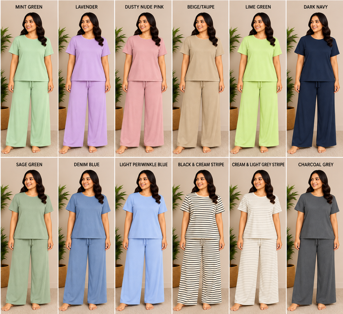 Jumbo Size Women's Co-Ord Set colour assorted