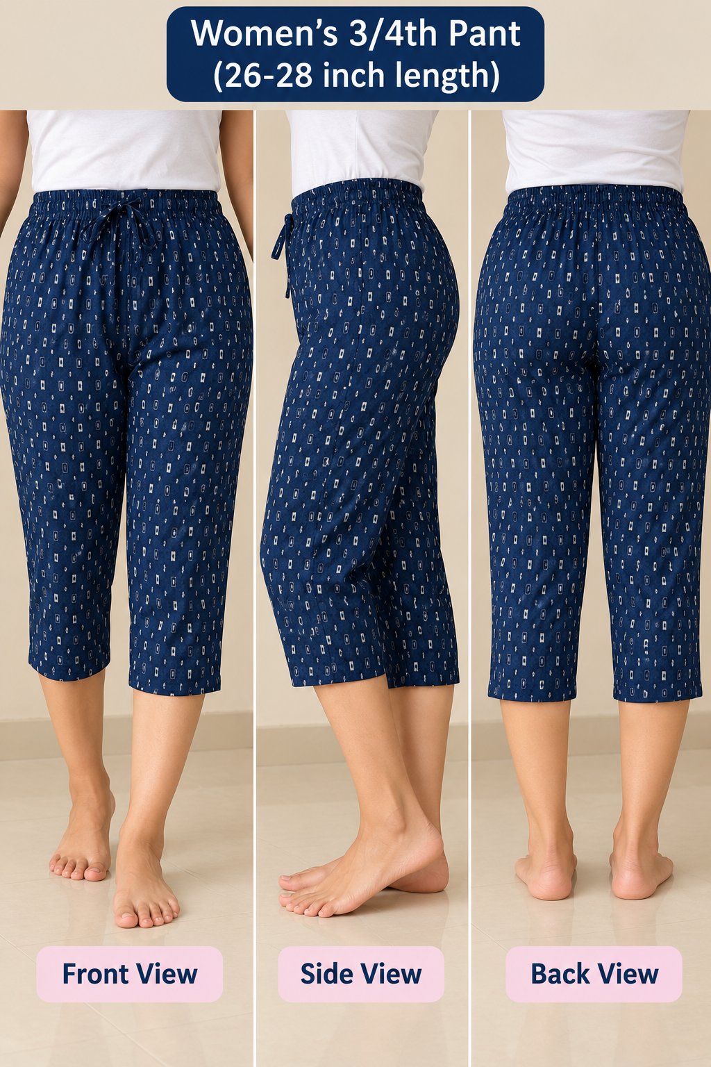 Women's 3/4 th printed pant single