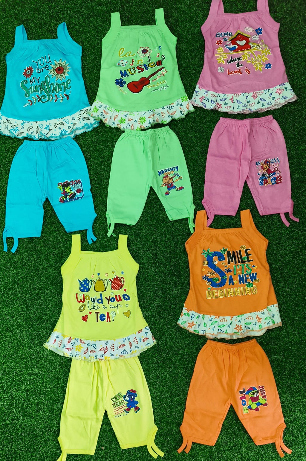 Baby Girls' Sleevless Top & Bottom Set | Combo No 29