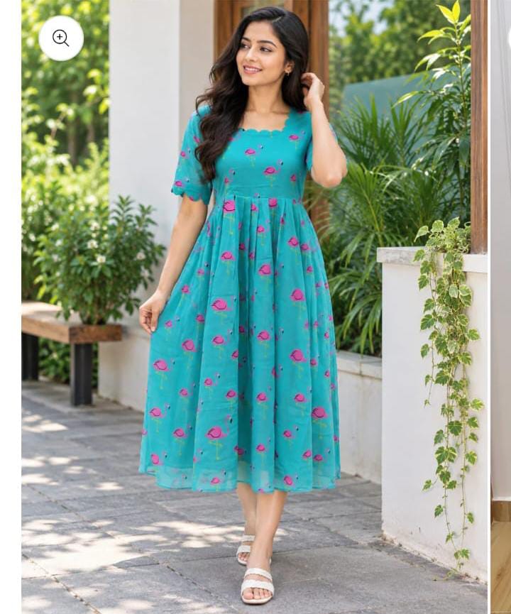 Georgette maxi with puff sleeve