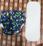 Reusable organic cloth button diaper with single pad
