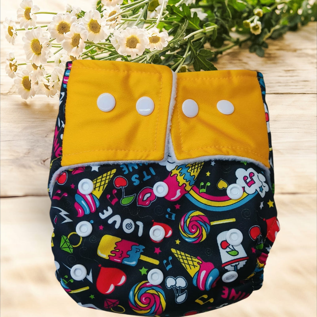 Organic Cotton Reusable Cloth Adjustable Diaper with Pad