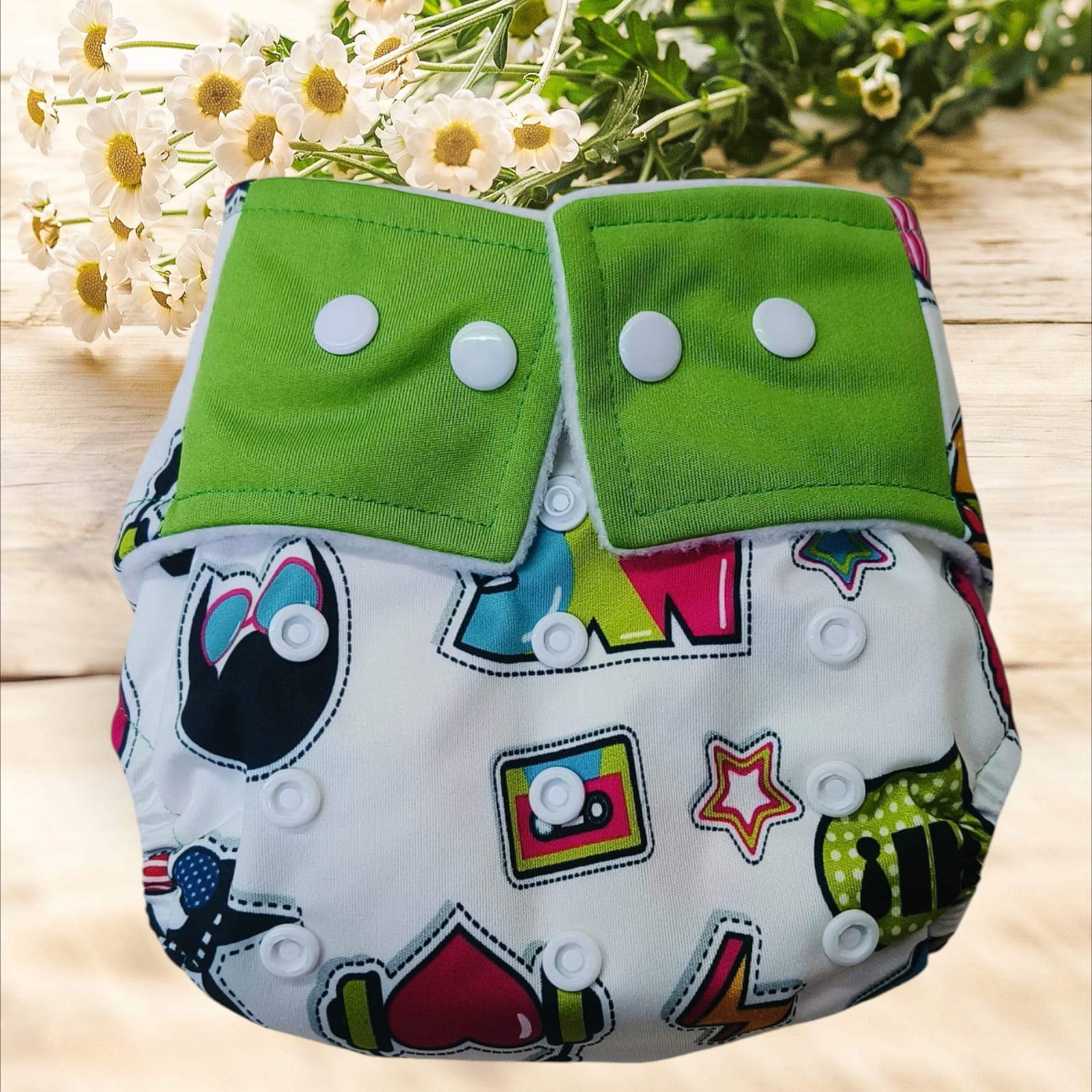 Organic Cotton Reusable Cloth Adjustable Diaper with Pad