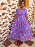 Georgette maxi with puff sleeve