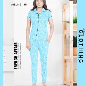 Alternative view of Ladies cord sets front open with pocket pant